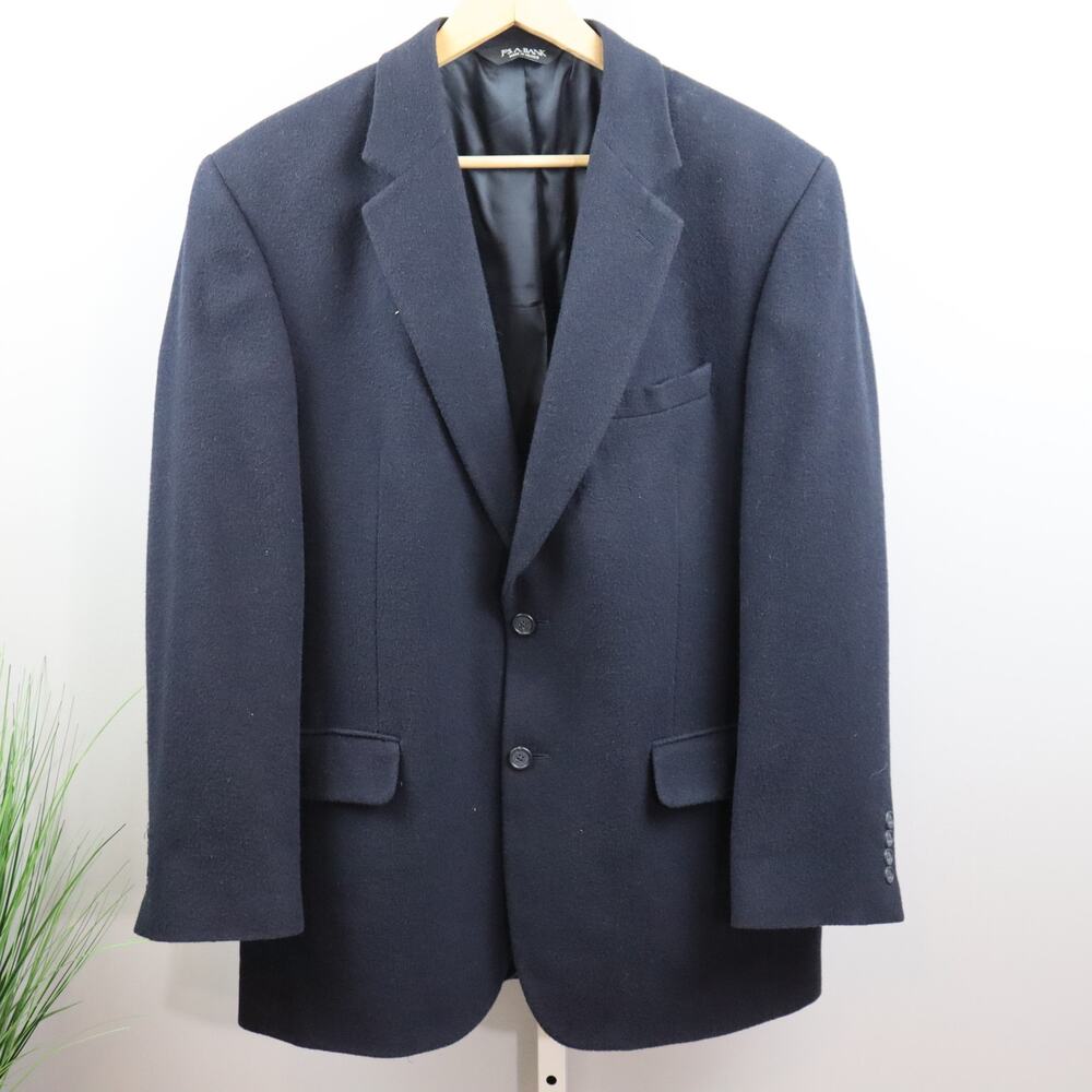 Vintage Jos A‎ Bank 100% Camelhair Blazer Sport Coat Navy 41R